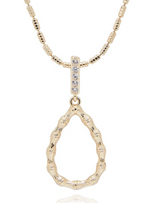  Bamboo Gold Plated Teardrop Necklace