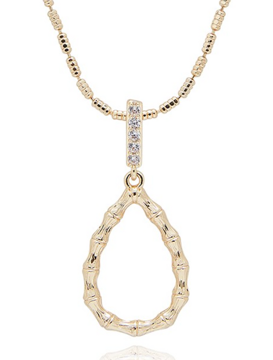 Bamboo Gold Plated Teardrop Necklace