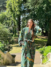 Green Velvet Tropical Dressing Gown