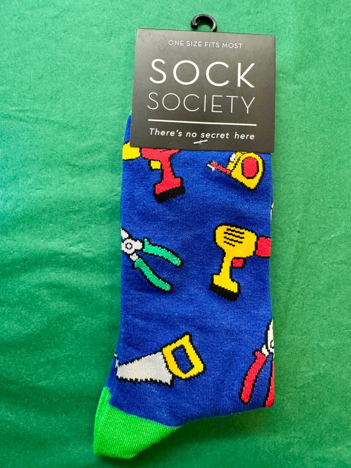Colorful socks with tool designs 