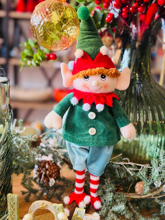 Large Standing Elf Green & Red