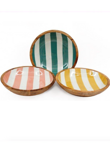  Cabana Stripe Wooden Enamel Bowl