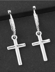  Dangly Cross Silver Plated Earrings