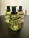 dark green Glass Tree Candle Holders