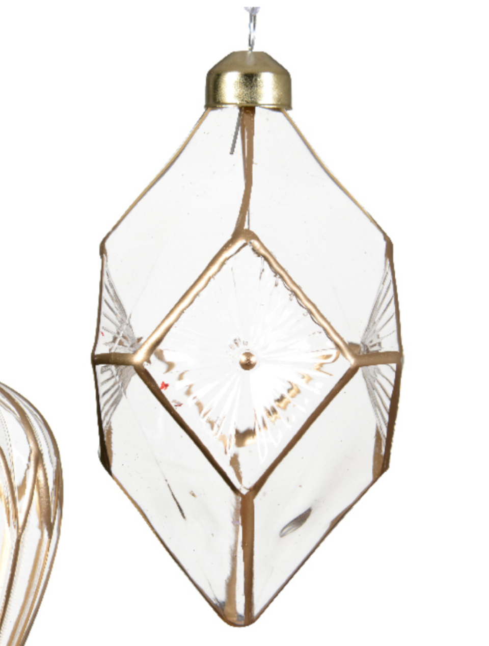 diamond Bauble Glass With Gold Lines
