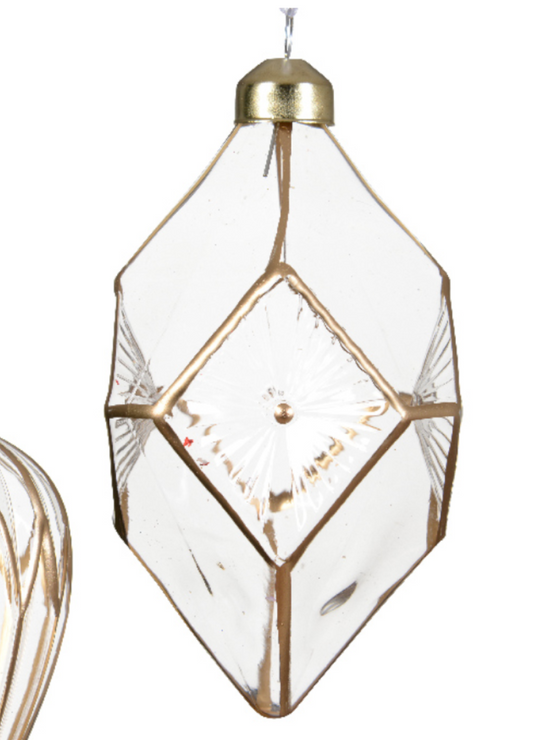 diamond Bauble Glass With Gold Lines