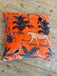  Orange Jungle Cotton Velvet Cushion