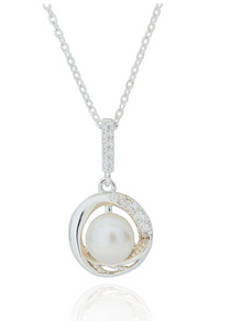  Framed Freshwater Pearl Necklace Silver