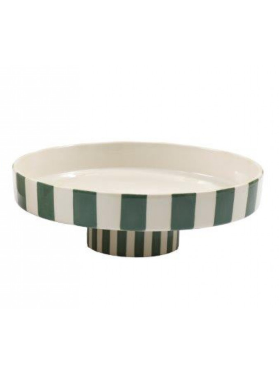 Green Cabana Stripe Cake Stand