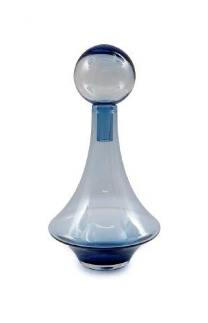 blue glass bottle with round lid
