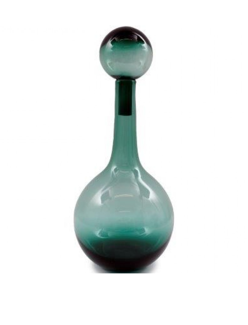 green glass bottle with round lid