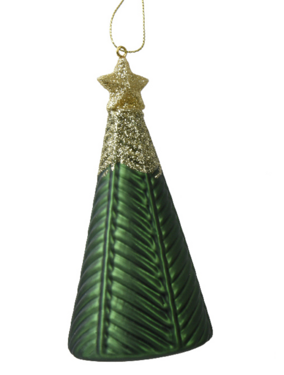 Bauble Glass Christmas Tree With Star Green