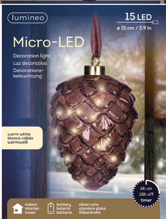 Micro 15 Led Pinecone Maroon