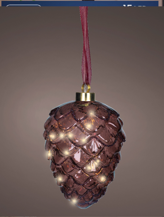 Micro 15 Led Pinecone Maroon