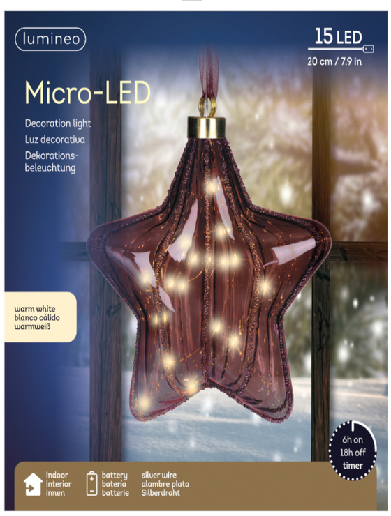 Micro 15 Led Star Maroon