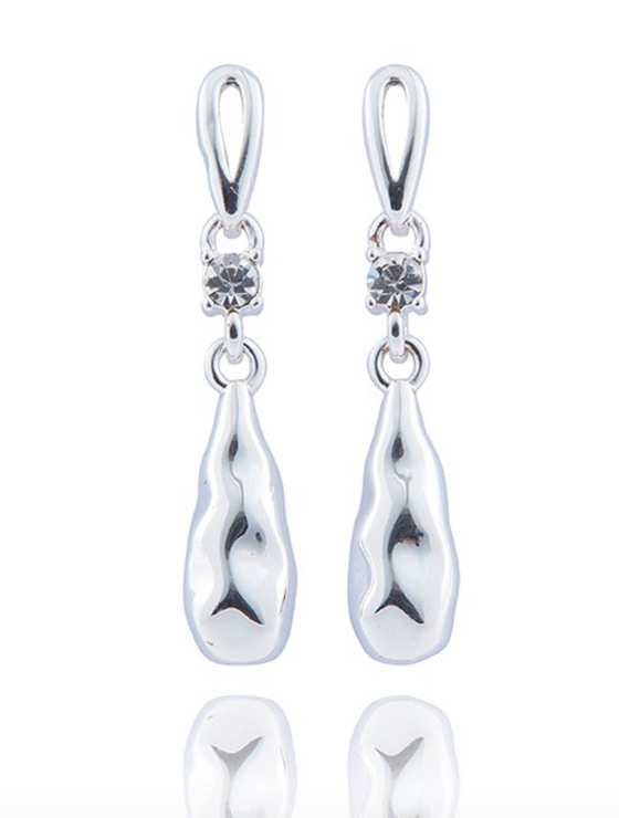 Molton Droplet Silver Plated  Earrings