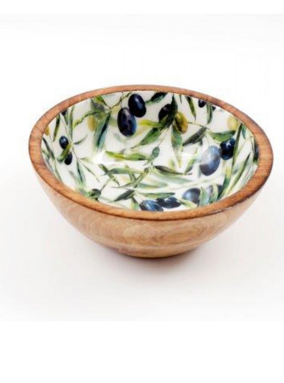 Wooden Enamelled Olive Bowl 17.5 cm