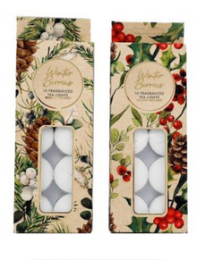  Pack of Ten Christmas Berries Tea Lightst