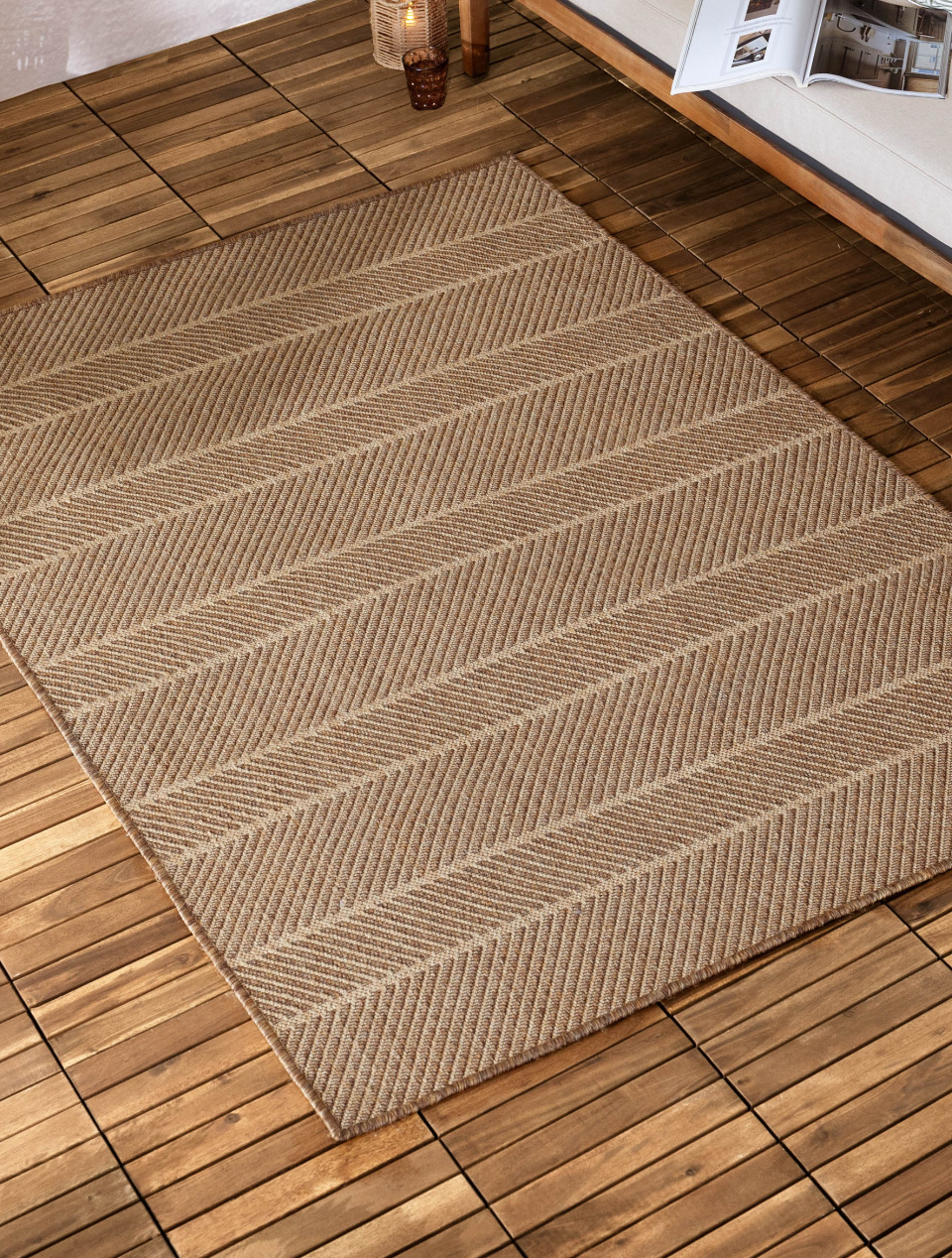 Pentle Jute Effect Indoor/Outdoor Rug Natural - Natural / 120 x
170cm