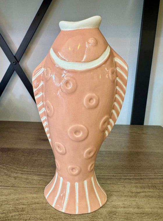 pink fish cabana vase