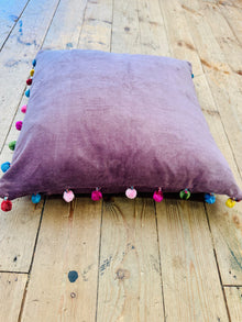  Cushion With Pom Poms Plum