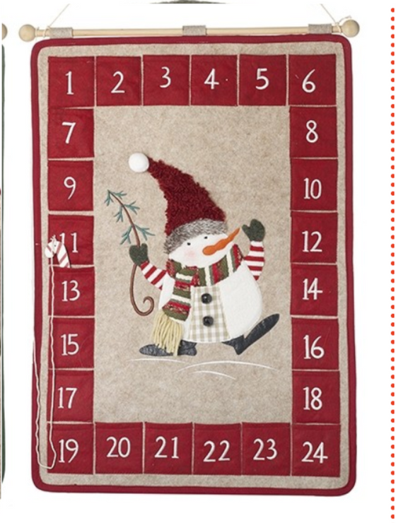 Santa & Snowman Hanging Fabric Advent Calendars