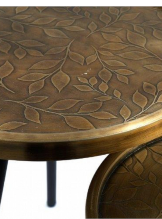 Large Round Gold Leaf Side Table