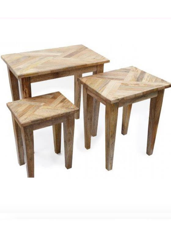 Set Of 3 Side Tables Mango Wood