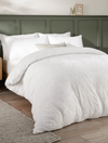 Seville Leaf Tufted White Super King Duvet Set White