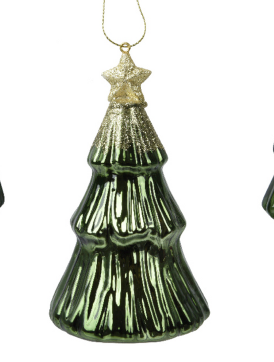 Bauble Glass Christmas Tree With Star Green