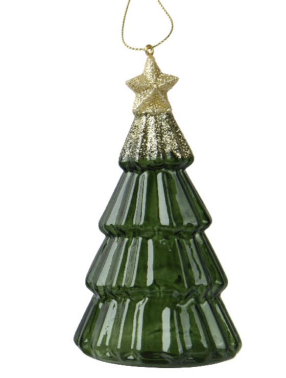 Bauble Glass Christmas Tree With Star Green