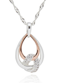  Two Tone Entwined Teardrop Silver Plated Necklace Silver /Gold