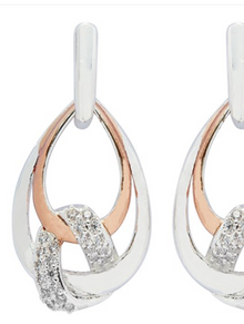  Two Tone Entwined Teardrop Silver Plated Earrings Silver / Gold