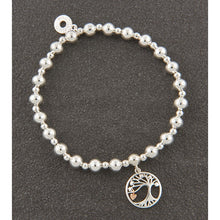  Dangly Two Tone Tree Of Life Silver Plated Bracelet