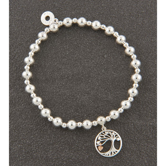 Dangly Two Tone Tree Of Life Silver Plated Bracelet