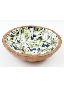  Wooden Olive Enamel Bowl 25CM