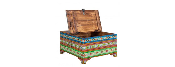 Hand Painted Indian Coffee Table With Storage