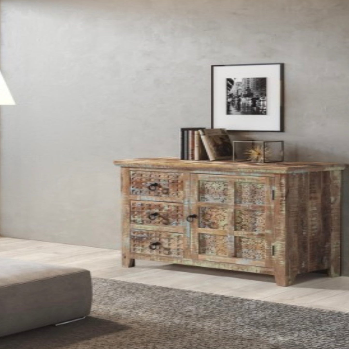 Aravali 3 Drawer 1 Door Sideboard Natural Mango Wood