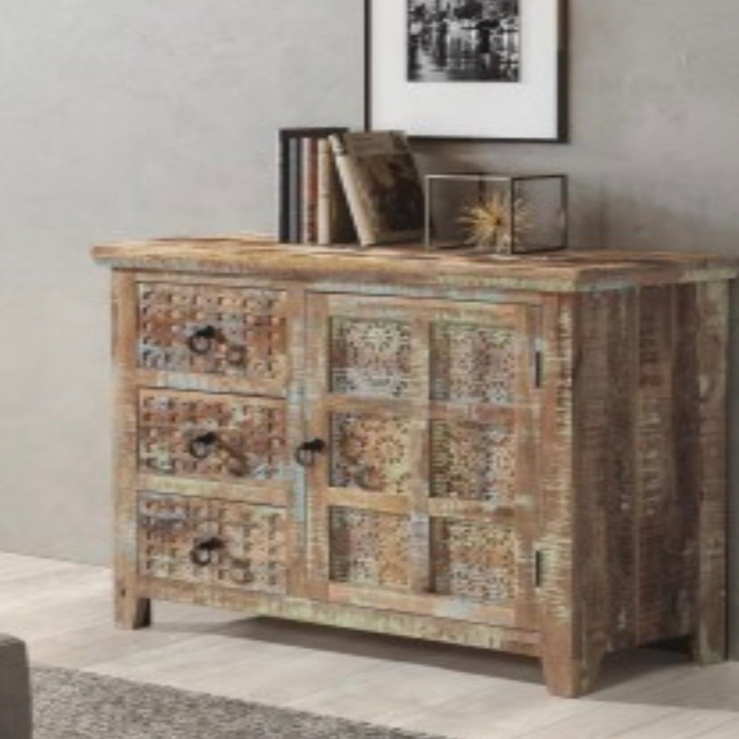 Aravali 3 Drawer 1 Door Sideboard Natural Mango Wood