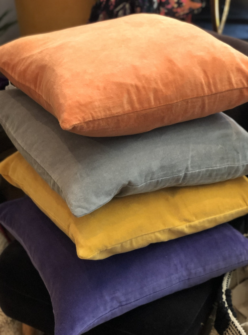 Cotton Velvet Grey Cushion Cover 50 x 50 cm