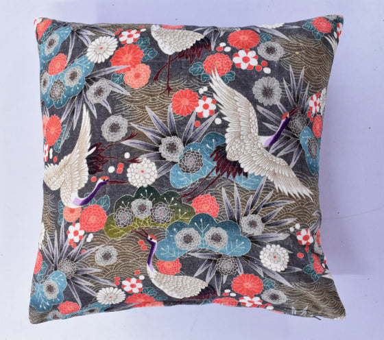 Crane  Cotton Velvet Cushion Cover 50 x 50 cm