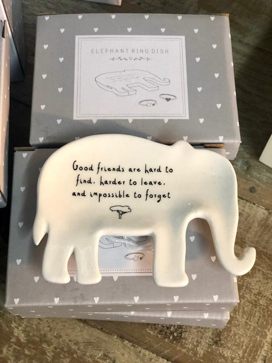 Sentiment Elephant Ring Dish White | Giftware