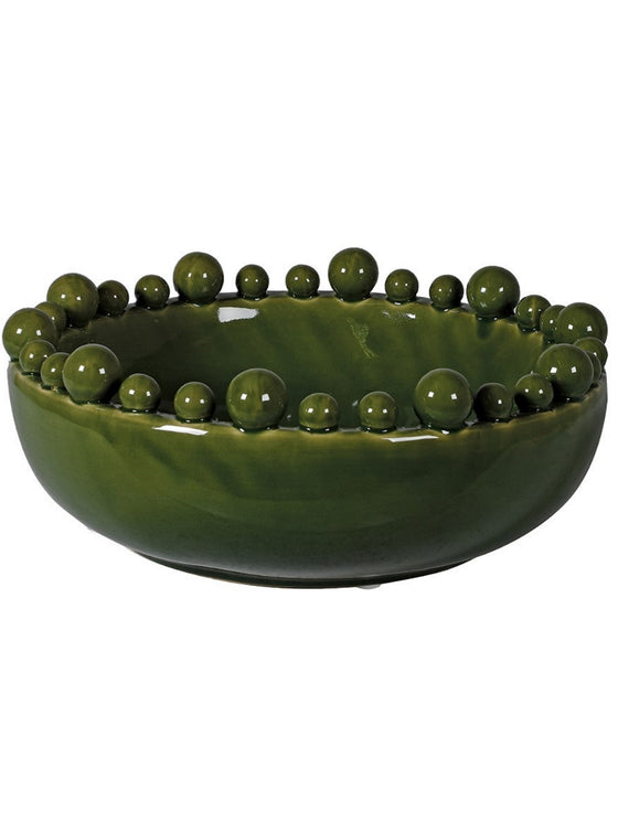 Green Bowl with Balls on Rim