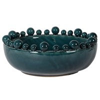 Teal Ceramic Bowl with Balls on Rim