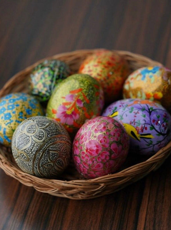 Hand Painted Papier Mache Easter Eggs Assorted