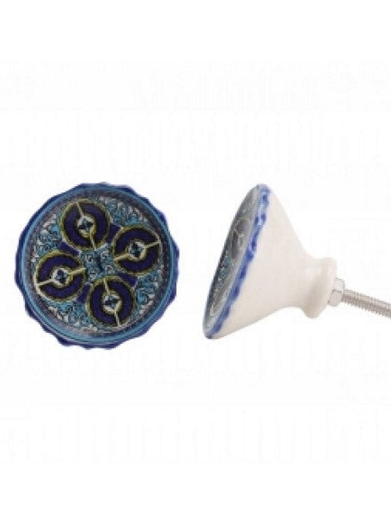 Moroccan Blue & Yellow Dish Drawer Pull