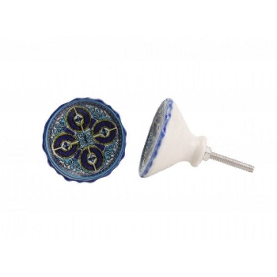 Moroccan Blue & Yellow Dish Drawer Pull
