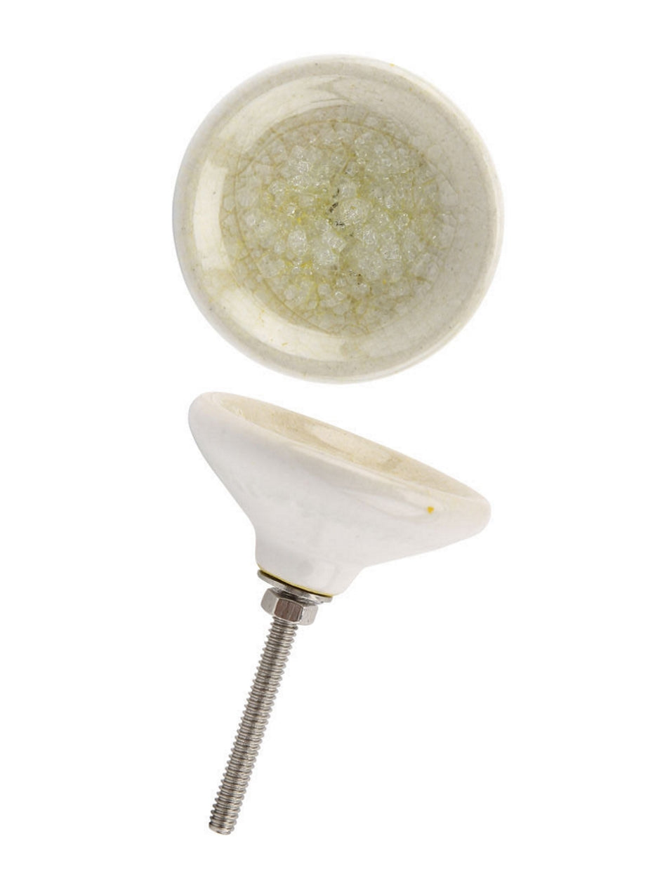 Yellow Crackle Glaze Ceramic Drawer Pull Yellow
