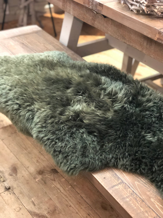 Long Wool Large Green Sheepskin