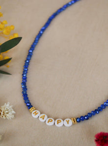  Electric Blue HAPPY Necklace